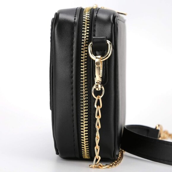 Retro Tape Shaped PU Evening Purse Women's Crossbody Bag 8.27x1.97x5.12-Inch Bla - Picture 3 of 5